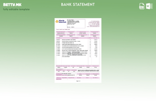 Модерен стил на Индија индиски шаблон за извод од банка